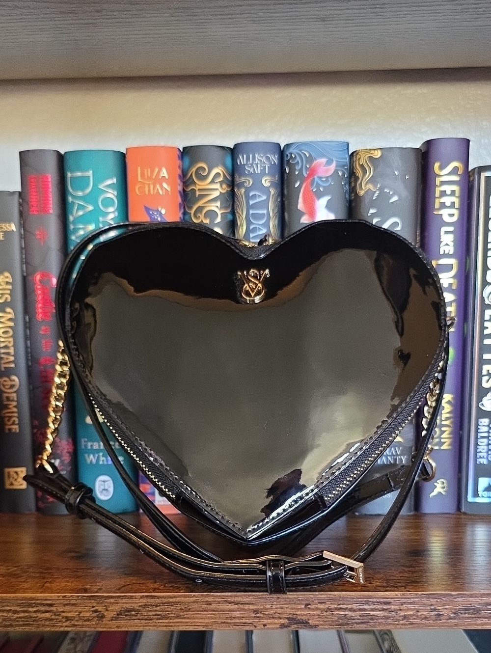 Victoria's Secret Black Heart-Shaped Crossbody Bag